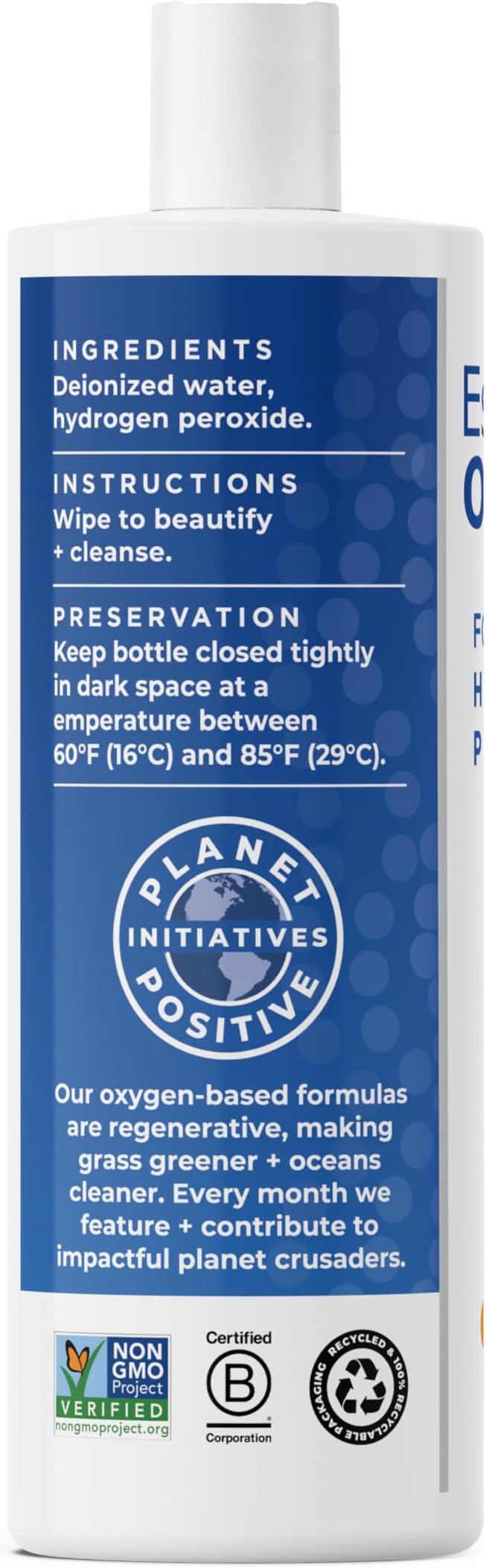 Essential Oxygen Food Grade Hydrogen Peroxide, Natural Cleaner, 3% USP, White, 16 Ounce