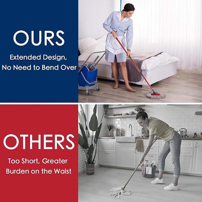Spin Mop Handle Replacement Compatible with O Cedar Spin Mop and Bucket, 4-Section 30 to 58 Inchs Mop Replace Handle, Mop Stick for Floor Cleaning, Mop Head and Base not Include
