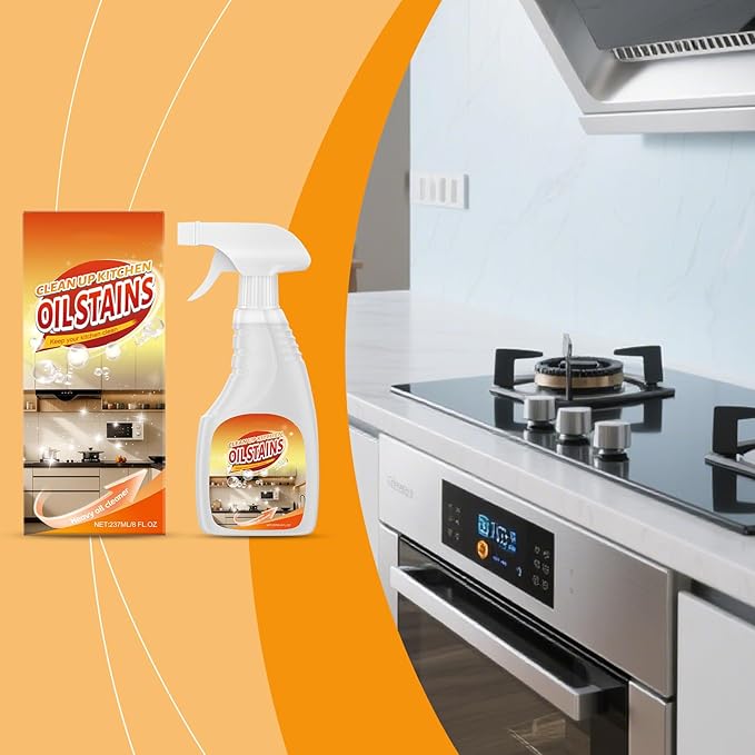 Kitchen Heavy Oil Cleaner, 237 ML, Multipurpose Oil Stain Remover, Kitchen Cleaner, Clean Kitchens Up Kitchen Oil Stains, Cleaning Spray for Home Chefs, for Appliances Countertops Range Hoods