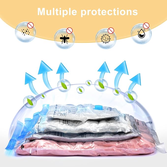 UPGOGO Combo 12 Pack Travel Vacuum Bags with Portable Electric Pump, Space Saver Vacuum Storage Bags for Clothing and Luggage, Travel Essentials