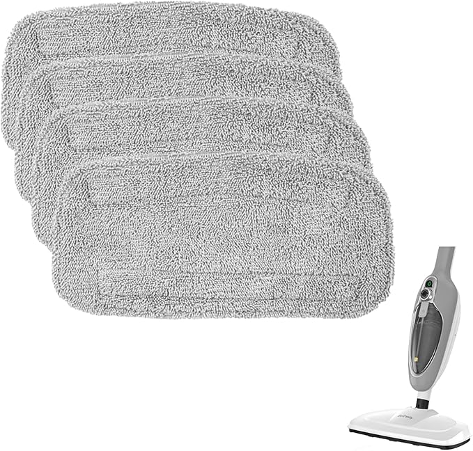 (4 Pack) Steam Mop Pads Compatible with GorFanty GF-6610B/GF-6610, Neugo NE033/NE033M & Mxnsewr, Washable Microfiber Steam Mop Replacement Pads for Multi-Surface Cleaning