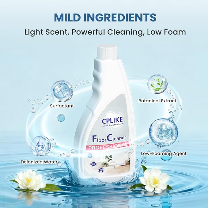 Floor Cleaning Solution for Mops, Compatible with Roborock (Qrevo/Q7/Q10/Saros 10R) and Other Brand Robot Vacuum and Mop Cleaner, Tea Tree Scent, 16.23 fl oz, Pack of 2