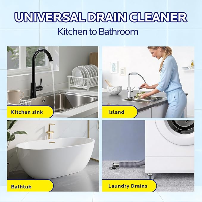 Sink and Drain Cleaner Powder for Kitchen and Bathroom Sinks Shower Tub - Drain Clog Remover Unclogging Cleaner for Daily Cleaning (4 Pack)