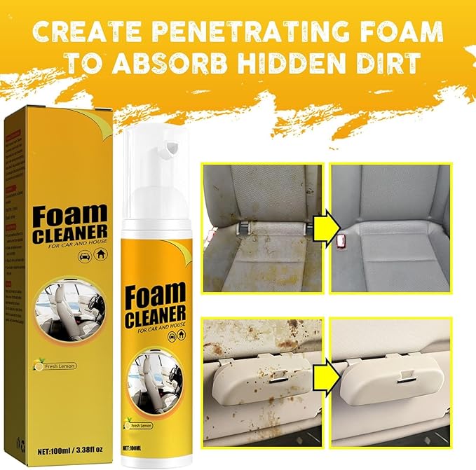 2PCS Foam Cleaner, Multipurpose Foam Cleaner, All-Purpose Cleaners for Car, Leather, Suitable for Car(100ml*2)