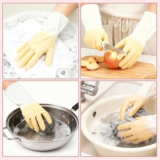 Rubber Dishwashing Gloves 6 Pairs, Rubber Cleaning Gloves for Household Washing Dishes Cleaning Gardening, Colorful Non-Slip Dish Gloves for Women Men Medium