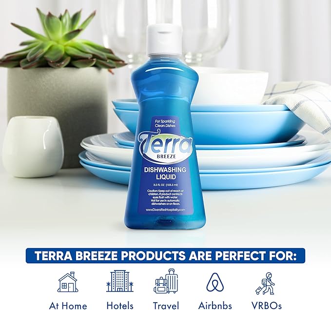 1-Shoppe All-in-Kit Terra Breeze Hotel Liquid Dish Soap Detergent, 3.5 oz (Case of 36)