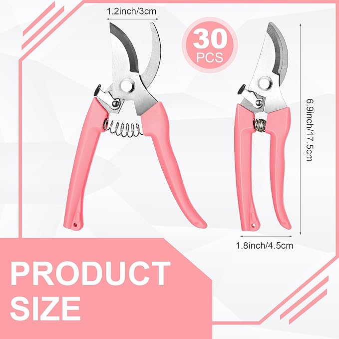 Chumia 30 Garden Flower Shears Pruning Scissors Heavy Duty Plant Scissors Trimming Garden Clippers Hand Tree Pruner for Yard Gardening Plants Hedge Flower Tree Cutting Secateurs (Pink)