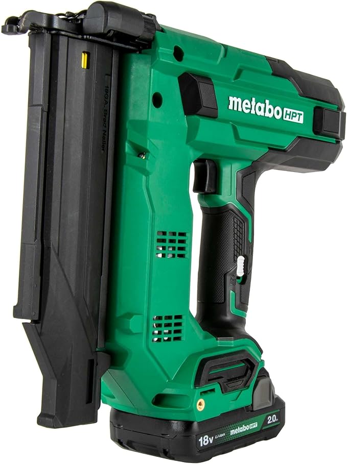 Metabo HPT 18V MultiVolt Compact Cordless Brad Nailer Kit, 18 Gauge Nailer with Power Tool 2.0Ah Lithium Ion Battery, Drives 5/8" to 2" Brad Nails, 700 per Charge, NT1850DG