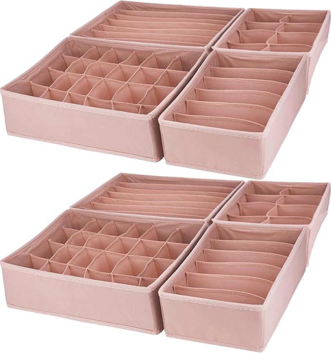 Dresser Drawer Organizer 8 Pack Clothes Underwear Sock Storage Pink Drawer Dividers Grey Foldable Closet Organizer Storage Box Dresser Drawer Organizers
