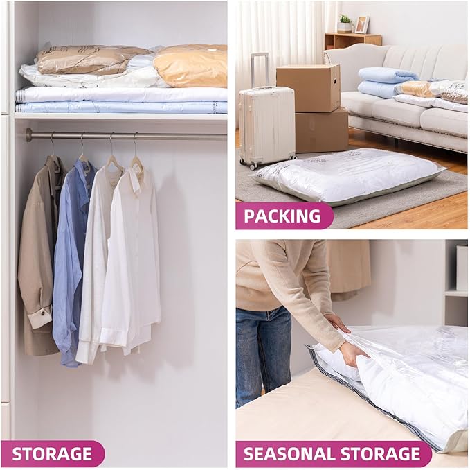 TAILI 8 Pack Vacuum Storage Bags, XXL Jumbo (47x39 Inch), Vacuum Sealed Bags for Comforter and Blankets, Bedding, Clothing, Giant Space Saver Bags for Huge Stuffed Toy
