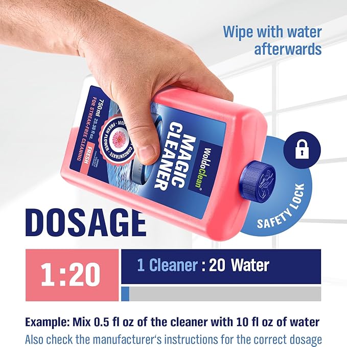 WoldoClean Robot Floor Cleaner Liquid 25.36 fl.oz - Fresh Scent & Anti-Clog, Compatible with Roborock, Dreame, Roomba, Tineco, Daily Use Concentrate