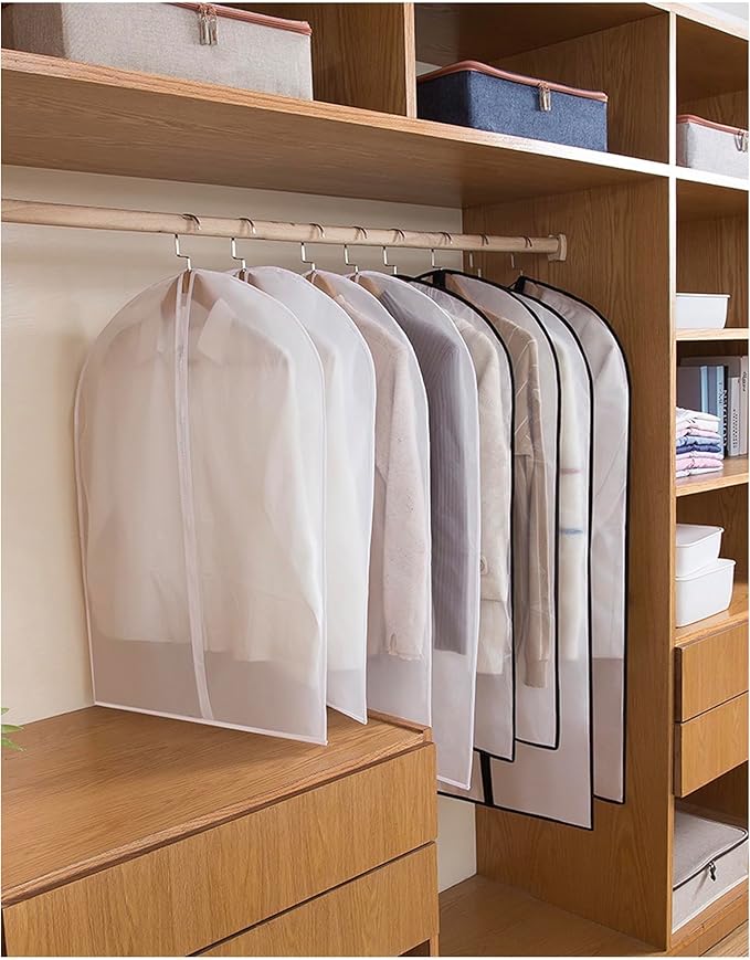 Garment Bags for Hanging Clothes Travel (Set of 12) Suit Bags for Closet Storage Closet Cover for Open Closet Clothes Storage Bag with Zipper for Suits, Jackets, Shirts (Black, 24'' x 40'')