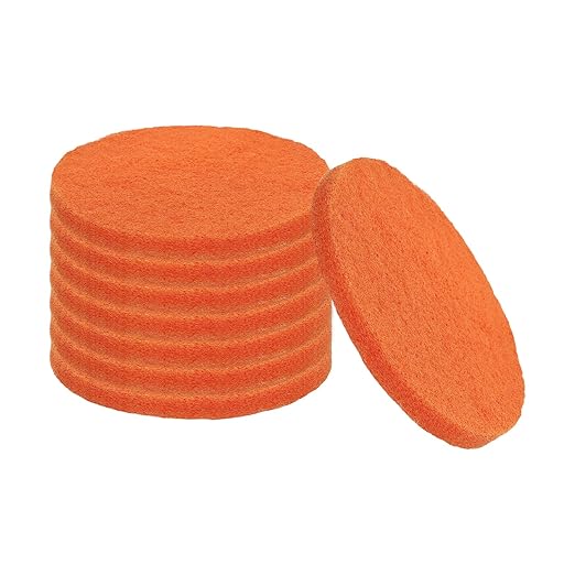 uxcell 8Pcs Scrubber Scouring Pad, 5 Inch 2000 Grits Drill Power Brush Hoop and Loop Scrub Pads Discs Polishing Pad for Household Furniture Automotive Cleaning, Orange