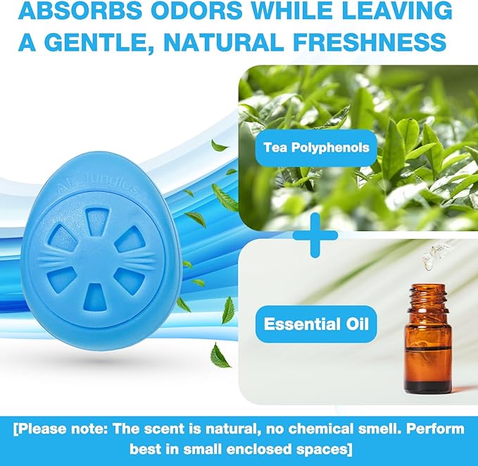 Air Jungles Shoe Deodorizer Balls 6 Ct, Fresh Linen Scent, Odor Remover Balls for Sneakers, Gym Bags, Lockers, and Drawers, Essential Oil Provides Natural Freshness
