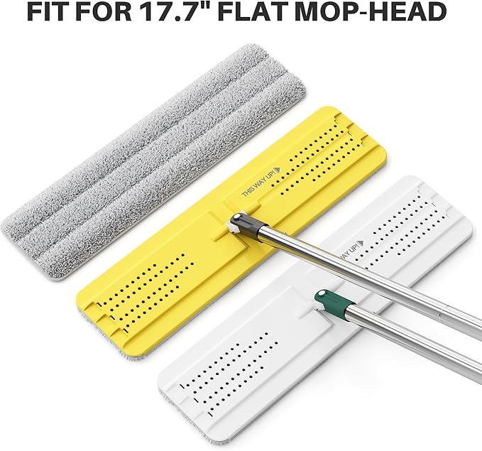 JOYMOOP 17.7-Inch Microfiber Flat Mop Replacement Pads – Washable Reusable Grey & Stripe, Pack of 2 Wet & Dry Refill for JOYMOOP Flat Mop & Mop Bucket Set