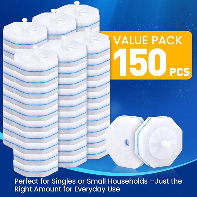 Toilet Brush Refills, Disposable Toilet Bowl Cleaner Refills for Toilet Cleaner Wand, Single-Use Hygienic Scrubber Pads, 150 Count