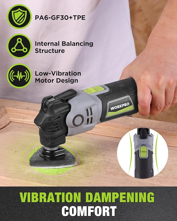WORKPRO 400W Oscillating Multi-Tool, 6-Speed Corded Power Saw with LED Light, Quick Blade Change, 3.5° Oscillation Angle, 22 Accessories for Cutting, Sanding, Scraping