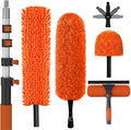 36FT Reach High Ceiling Duster Kit, Window Cleaning kit with 7-30FT Extension Pole, Fan Duster for Ceiling Fan Blades, Microfiber Feather Duster, Rotatable Window Squeegee and Cobweb Duster