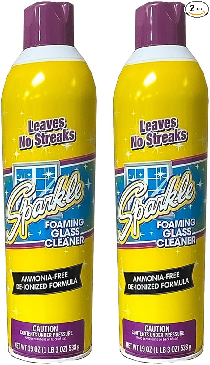 Sparkle Glass Cleaner Aerosol Spray Bottle, Ammonia-Free De-Ionized Formula, Leaves No Streaks, 20-Ounce Bottle (Pack of 2)