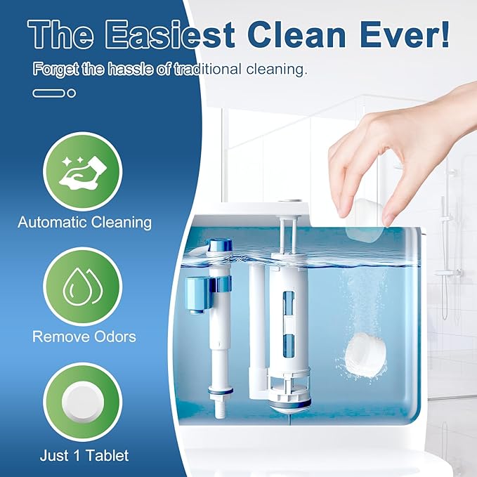 Toilet Bowl Cleaner Tablets with Bleach 12 PACK Powerful Formula to Eliminate Limescale & Rust