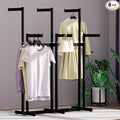 Clothing Racks - Heavy Duty Garment Racks Metal for Retail Display Hanging Clothes, Rolling Black Commercial Clothing Display Rack Stand with Wheels (6 Arm,Black)