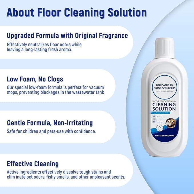 Floor Cleaning Solution Compatible with Tineco – 5 Bottle Floor Cleaner – Long-Lasting, Fresh– For All Cordless Wet/Dry Vacuum Mop Cleaner & Robot Vacuums with Mopping