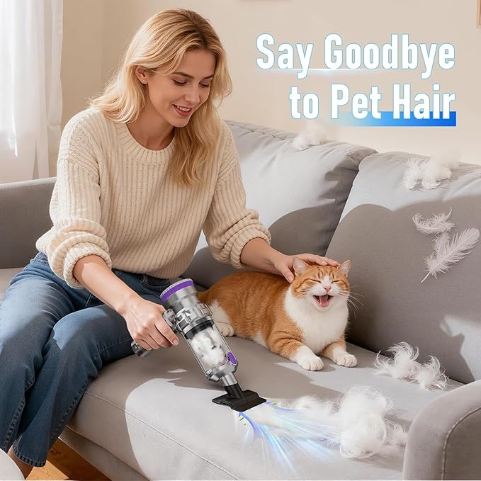 Handheld Car Vacuum Portable Cordless with 20000Pa Powerful Suction, Mini Hand Held Car Vacuum Cleaner with 3-Speed Adjustment, 90000RPM Motor, With Nozzles for Home, Pet Hair, Keyboard, Desk