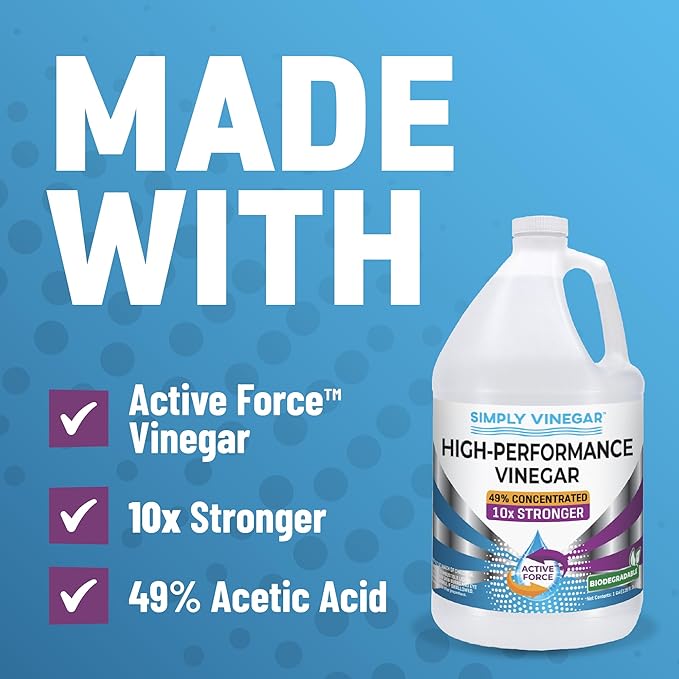 Industrial Strength 49% Vinegar – High-Performance Concentrated Cleaner for Home, Garden, Driveways & More – Biodegradable & Bleach-Free (Not for Food Use) - 1 Gallon (128 oz)