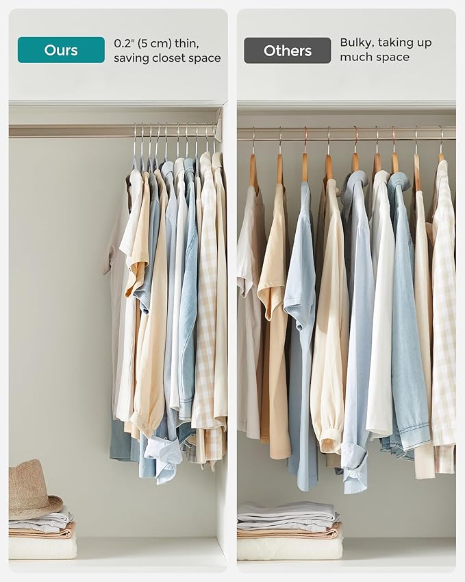 SONGMICS Clothes Hangers, Pack of 50 Plastic Coat Hangers, Space-Saving, Light Gray and Dark Gray UCRF50G