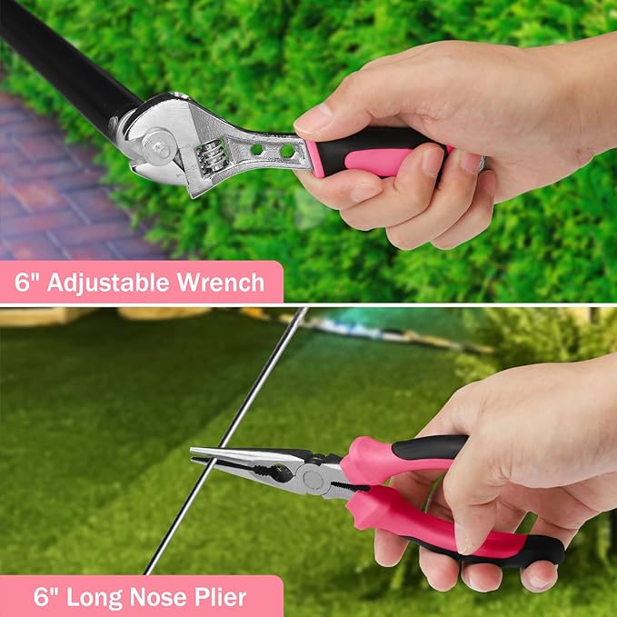 Pink 151PCS Tool Kit with 3.6V USB Electric Screwdriver, Cordless Drill Set, Home Tool Set for Women