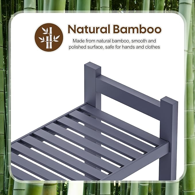 Cozivolife Over The Toilet Storage with 2 Baskets, 4-Tier Bamboo Organizer Rack with Paper Holder & 4 Hooks & Waterproof Feet Pad,Freestanding Shelf for Bathroom(Grey)