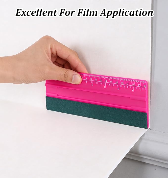 Vinyl Squeegee Tool, Felt Squeegee for Vinyl Application, TPE Rubber Smoothing Tool for Decals, Stickers & Window Film (Red, 7.9 x 2.8 Inches)