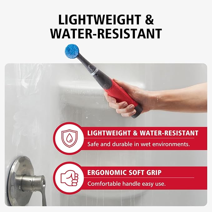 Rubbermaid Reveal Power Scrubber 18-Piece Kit, Cordless Electric Battery Powered Scrub Brush, Water Resistant, for Home/Kitchen/Bathroom/Grout/Tile/Shower/Tub