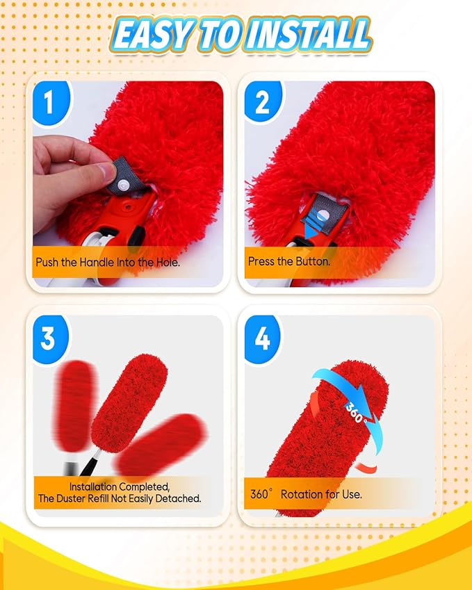 KEEPOW 3 Pack Microfiber Reusable Duster Refills Compatible with OXO Duster, Washable Dusters for Cleaning Compatible with OXO Extendable Duster for Blinds Ceiling(Handle is Not Included)