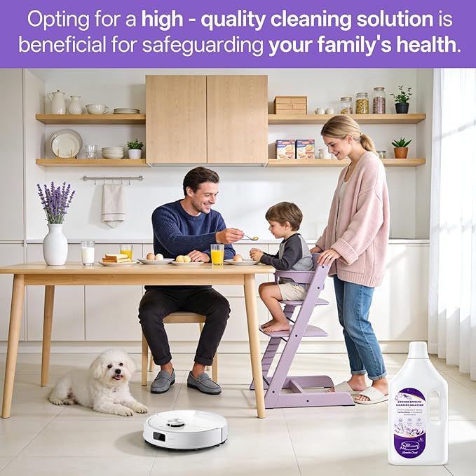 Floor Cleaning Solution Lavender Scent, Compatible with Roborock Cleaning Solution Quick Drying Without Residue Suitable for All Robot Vacuums and Wet Dry Dual-Use Vacuum Cleaners (1 L, Lavender)