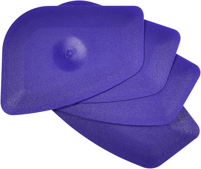 Small Handy Plastic Scraper Flexible Card Round Edge for Home Universal Cleaning Squeegee, Pack of 4