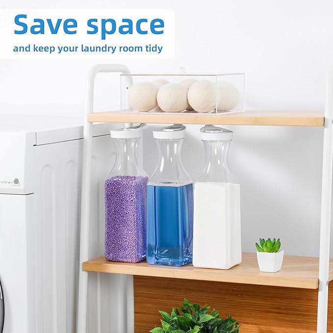 Laundry Detergent Dispenser,54oz Fabric Softener Dispenser,Plastic Liquid Laundry Detergent Container,Laundry Detergent Organizer for Laundry Room Organization with 4 Labels,White