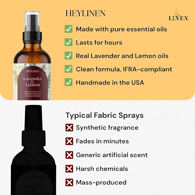 Lavender & Lemon Linen Spray | Clean Refreshing Aromatherapy Made with Pure Essential Oils | Fabric Freshener & Deodorizer for Carpet Kitchen Laundry Bathroom | 4 fl oz