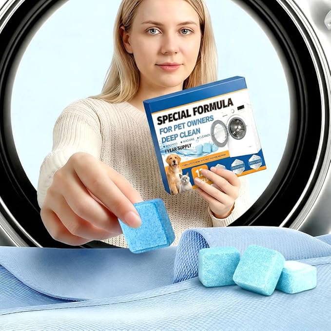 Washing Machine Cleaner Tablets – Removes Stubborn Pet Hair, Odors, Septic Safe, Fragrance Free for Front Load & Top Load Washers (24Pack)