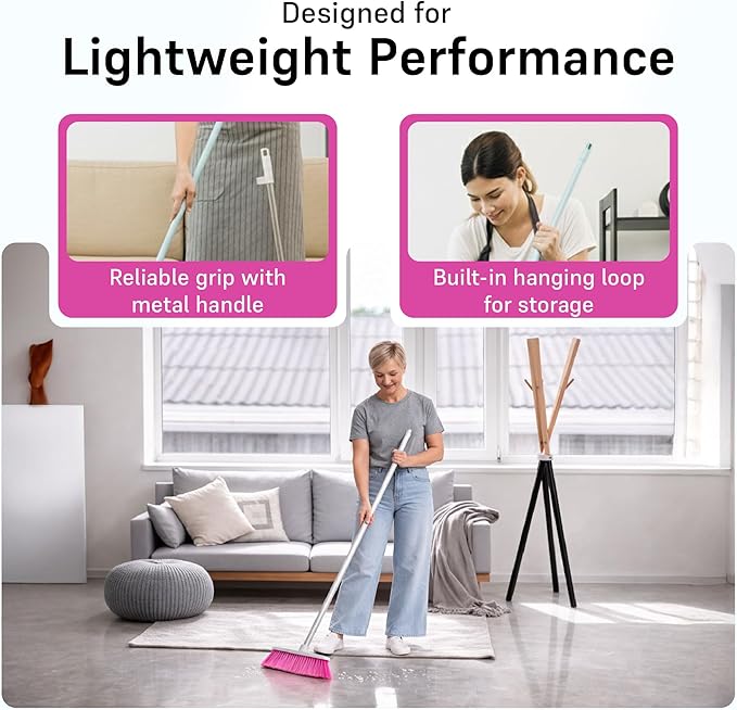 Soft Sweep Broom The Original Soft Sweep Magnetic Action Broom - 2 Pink Brooms