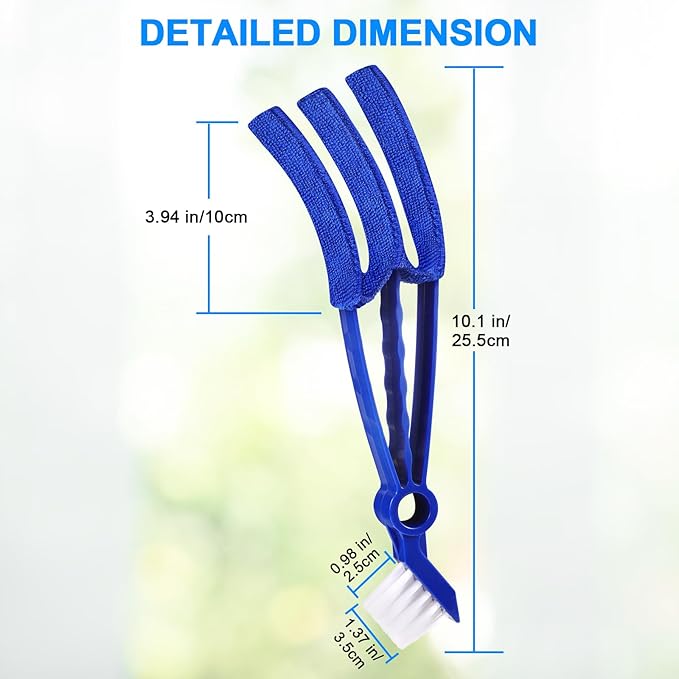 2 in 1 Window Blind Cleaner Duster Tool,Dual Brush Head,with 4 Removable and Washable Microfiber Sleeves, Shutter Cleaner Brush,Air Conditioner Keyboard Fan Duster Dirt Housekeeping Cleaner