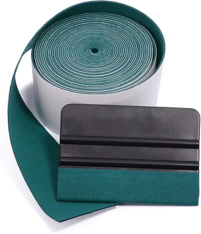 FOSHIO Micro Fiber Felt for Squeegee Edge Wrapping 5 Meters Length - Dark Green Suede Felt to Cover The Edges of Hard Card Squeegees