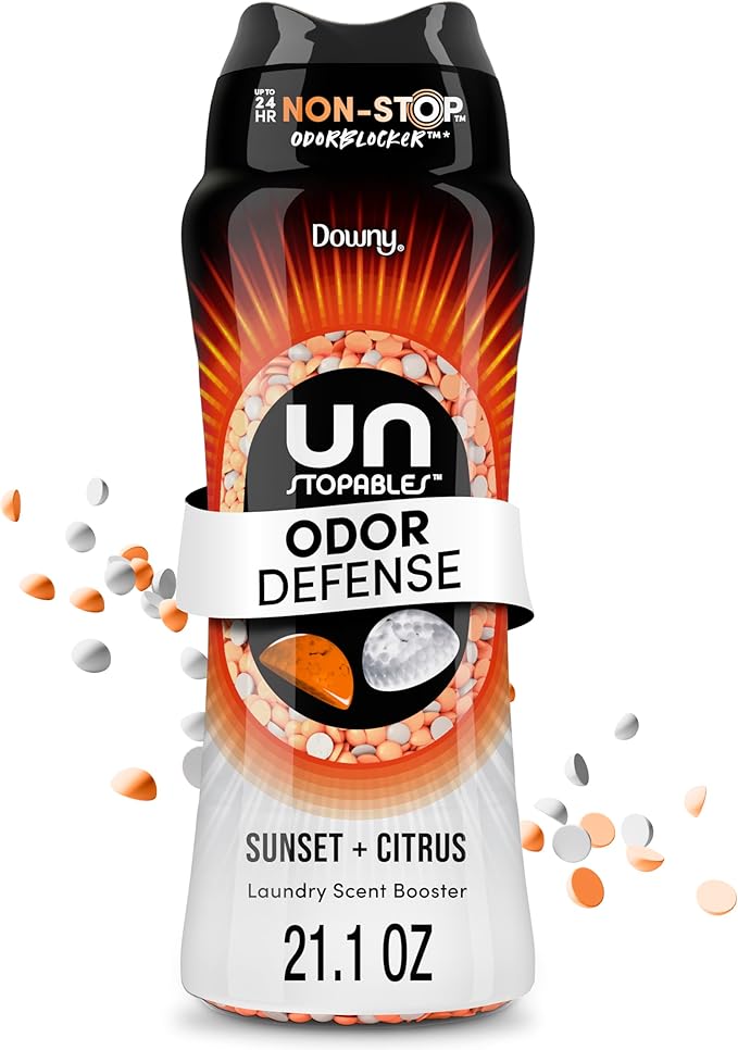 Downy Unstopables Fusions Scent Duos Laundry Scent Booster Beads, Sunset and Citrus Scent, 21.1 OZ, 24hr non-stop freshness with 2 in 1 dual scent laundry scent beads