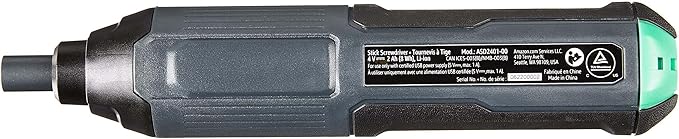 Amazon Basics by SKIL 4V Cordless Stick Screwdriver with 10-Piece Bit Set, USB Cable, LED Light, 3 Torque Settings
