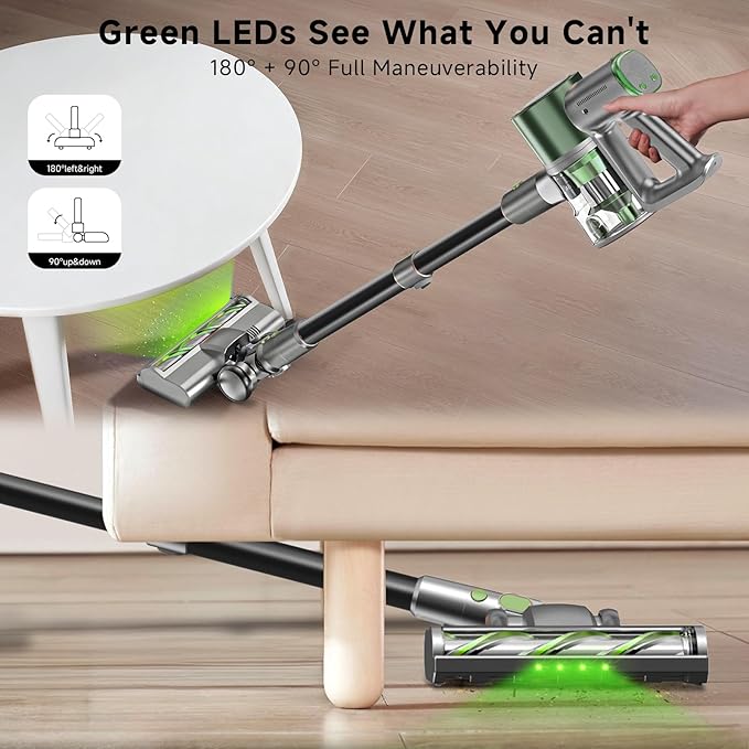 Cordless Stick Vacuum Cleaner - Lightweight Handheld Vacuum with Self Standing, Removable Battery with 45min Running Time, Anti-tangle Wireless Vacuum for Home Pet Hair/Hardwood Floor/Carpet GB