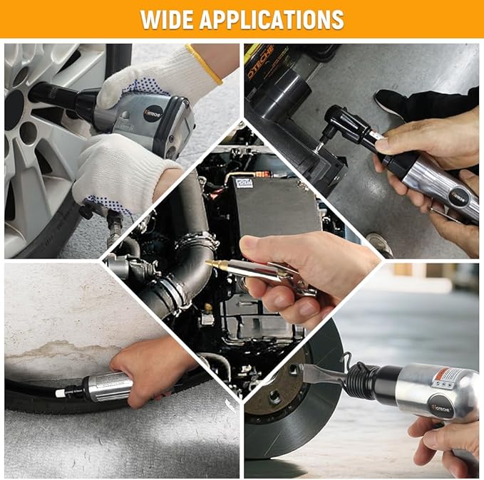 Hoteche 71-Piece Air Tool Kit | 1/2" Single-Hammer Air Impact Wrench (7000RPM), 1/2" Air Ratchet Wrench & Multiple Tools, Blow-Molded Case
