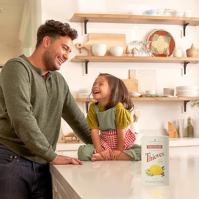 Young Living Thieves Kitchen And Bath Scrub | 14 Oz | Plant-Based Cleaning Formula | Tough On Grease And Grime | Infused With Thieves Essential Oil Blend | Rinses Clean Without Residue
