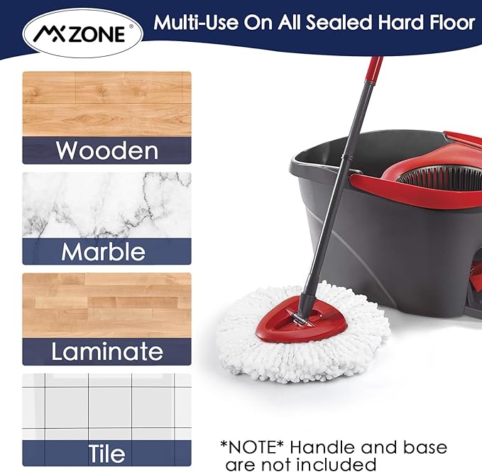 Spin Mop Head Replacement for O Ceda Mop Replace Head Triangle Mop Refills, Microfiber, White, 5 Packs