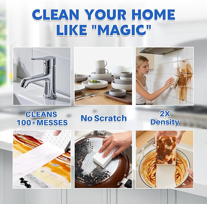 Glass Cooktop Cleaner Sponge, 10 Pack GRS Certified Stove Top Cleaner 2X Density Magic Melamine Sponge Eraser, Extra Durable & Long Lasting, for Kitchen Glass Marble Ceramics Top Daily Cleaning