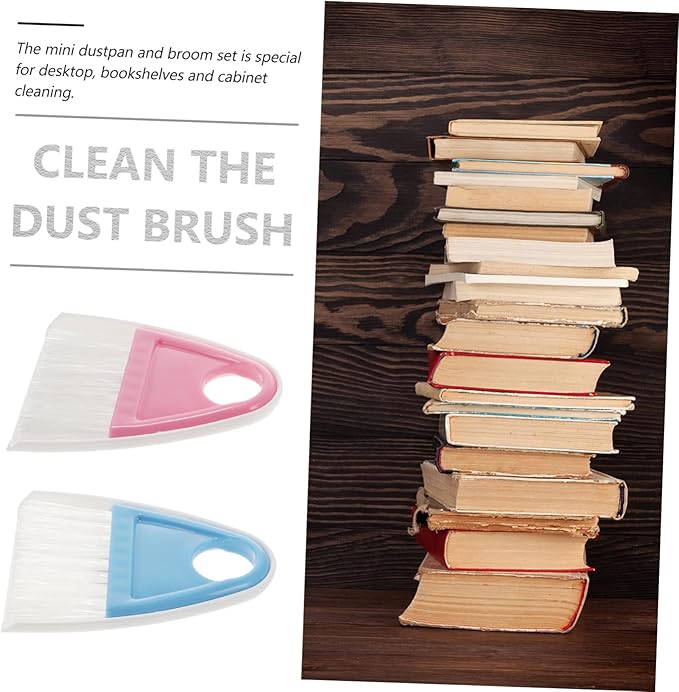 PartyKindom 4sets Mini Desktop Broom Dustpan Compact Home Cleaning Accessory for Keyboard and Laptop Maintenance Material Hanging for